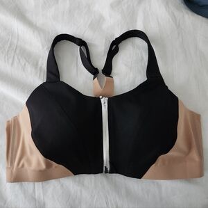 Victoria's Secret Black and Tan Zip-Front Sports Bra 38C